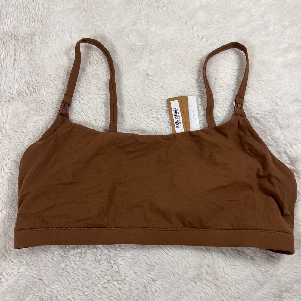 SKIMS Fits Everybody Maternity Nursing Scoop Bralette Jasper Brown M SPSCP-9406W